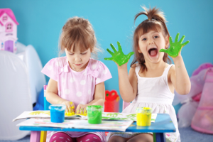 kids playing paint